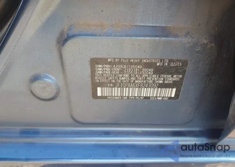 2015 Subaru Impreza 2.0I from USA, damaged, VIN JF1GPAA6XF8247092